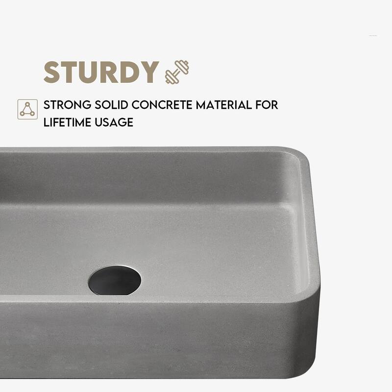 Miseno MBS-9259 Avila 19-11/16" Rectangular Concrete Vessel Bathroom