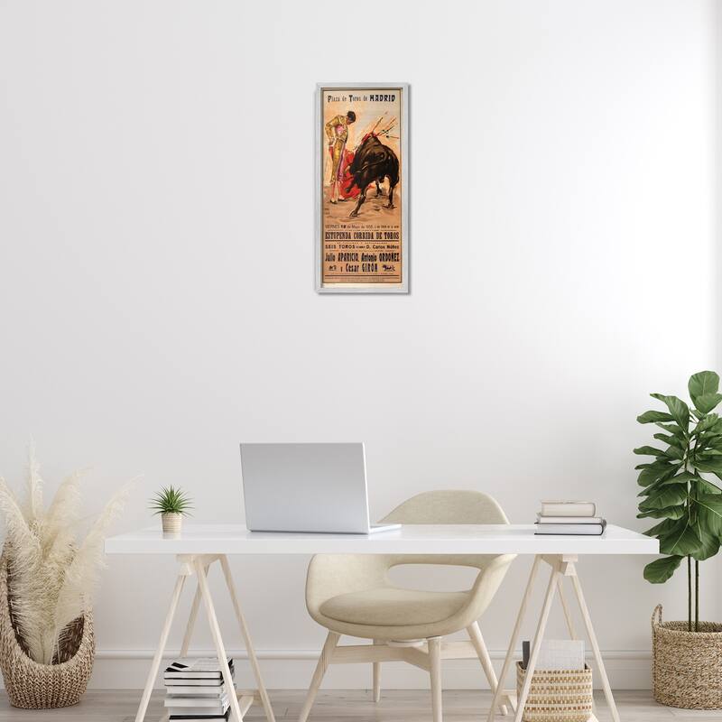 Stupell Great Bullfight Antique Advertisement Framed Giclee Art Design By Marcus Jules