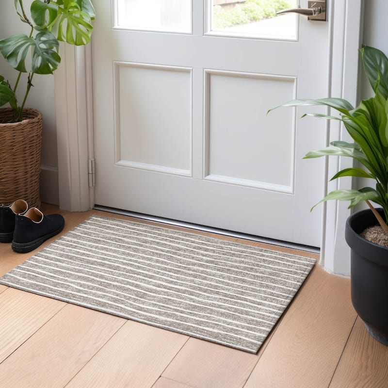 Premium Washable Super Soft Boho Stripe Mayfield Rug - Taupe - 1' 8" x 2' 6" - Rectangle