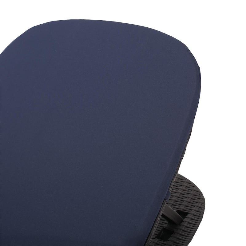 Outdoor polypropylene resin chaise lounge with armrests and cushions