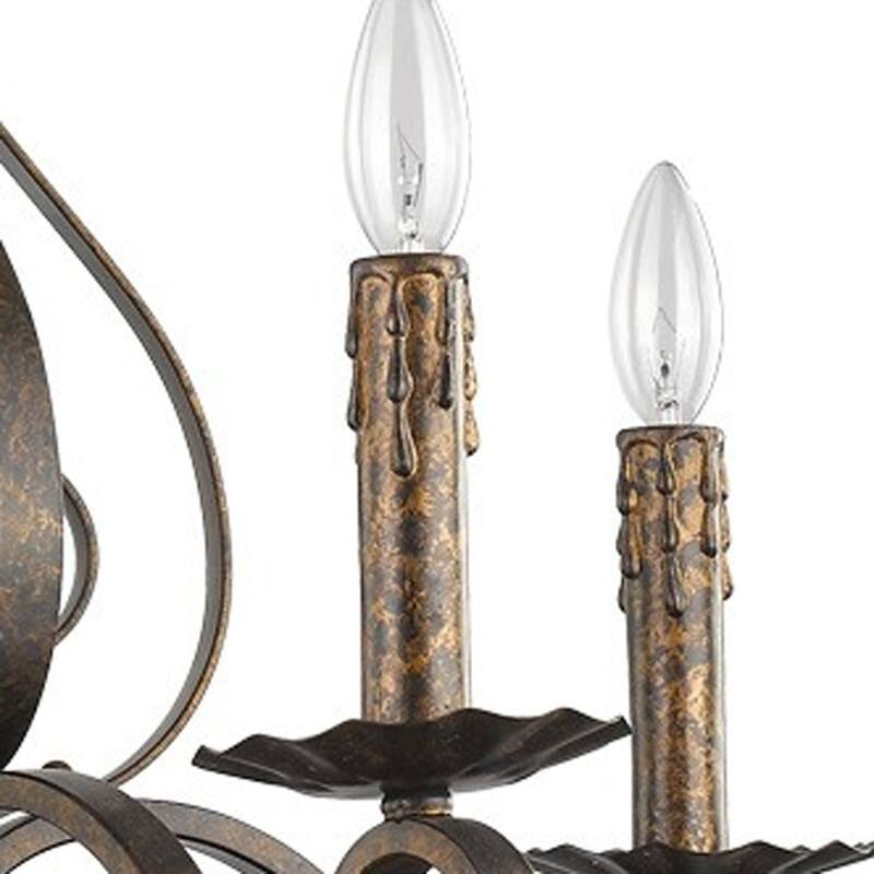 HomeRoots Brown Candle Style Five Light Metal Dimmable Chandelier - 24' X '21.5' X '24