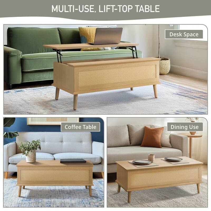 Chelsea Square Teagan Lift-Top Rattan Coffee Table - 42" x 17"