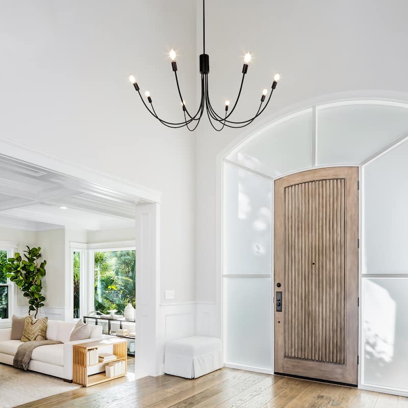 Modern Black 8-Light Large Classic Candle Chandelier for Dining Living Room - 41.3" Dia. x 20.1" H