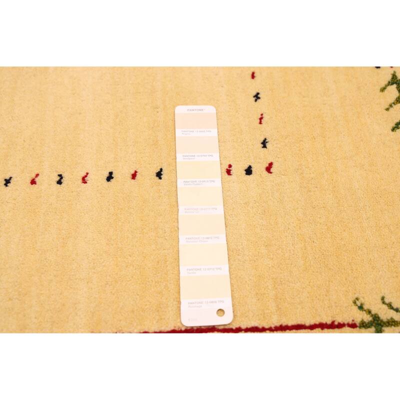 ECARPETGALLERY Hand Loomed Kashkuli Gabbeh Light Yellow Wool Rug - 3'11 x 5'8