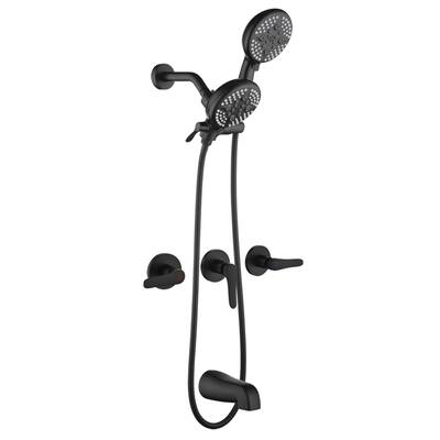 3-Handle Dual Shower Head System with Brass Valve Body And ABS 5-Function Sprayers