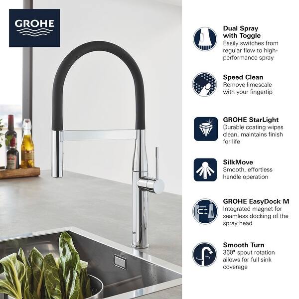 Shop Grohe 30 295 Essence 1 75 Gpm Single Hole Pull Out Kitchen Faucet With Overstock 17265675