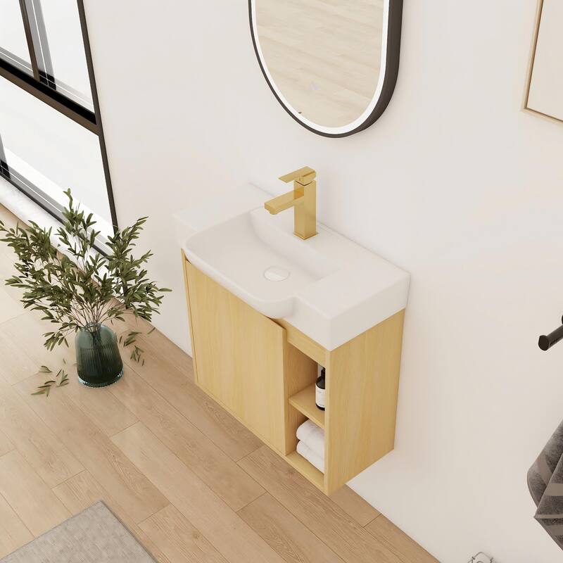 Bathroom Vanity With Sink In 24/28 Inch, Floating Bathroom Vanity With Soft Close Door
