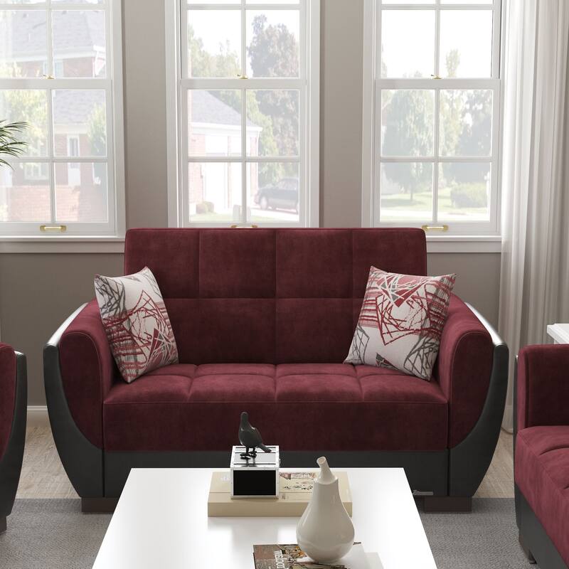 Collection Upholstered Convertible Loveseat With Storage