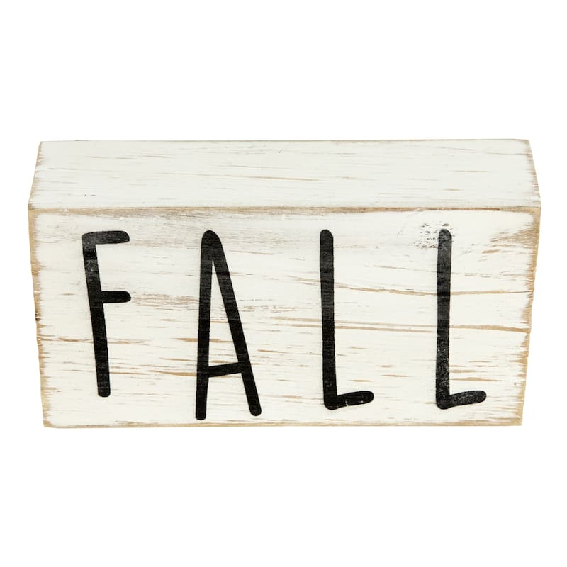6" White Washed Wood Autumn Harvest Fall Sign