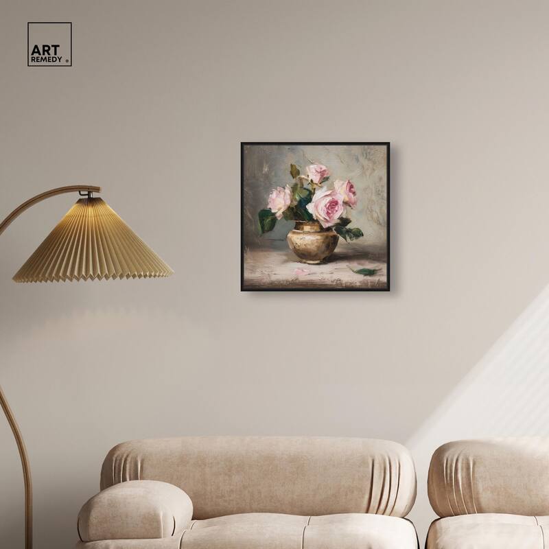 Pink Petals and Brass Canvas by Art Remedy