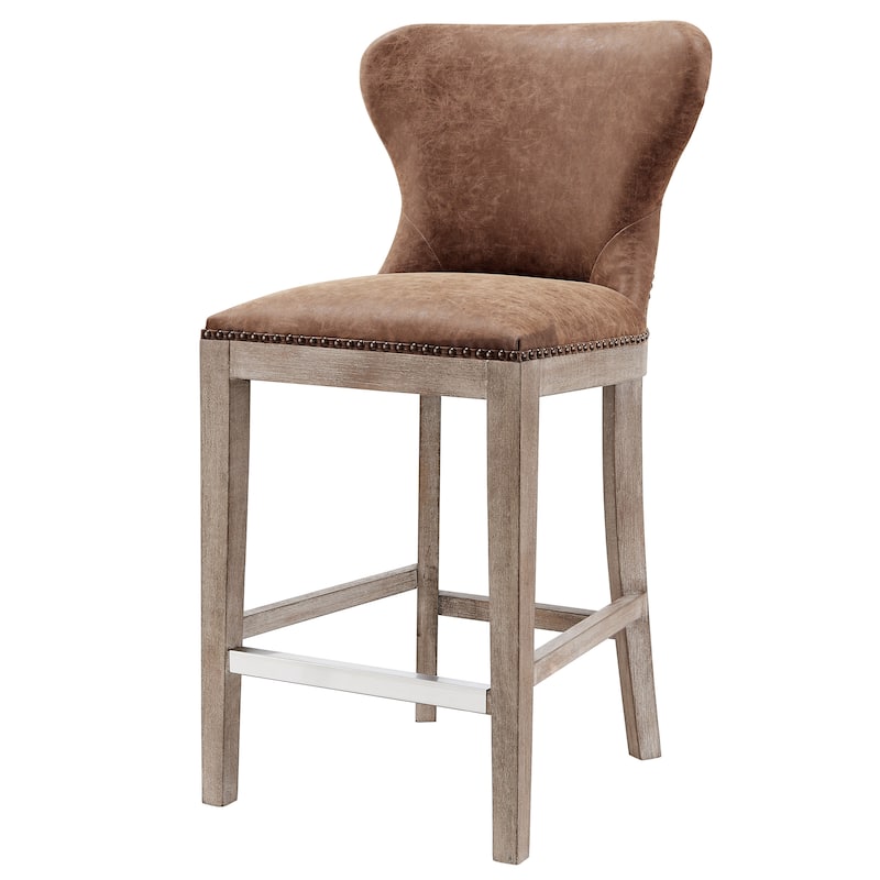 NPD Furniture Dorsey Brown and Grey Nubuck Counter Stool