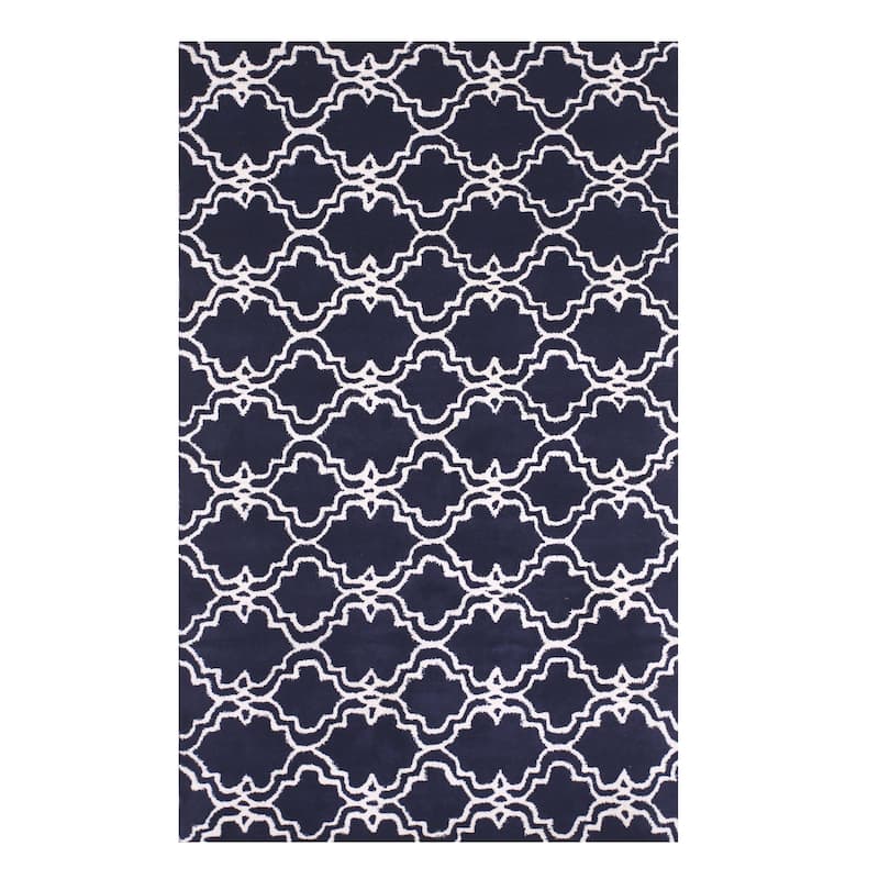 Hand-Tufted Wool Blue Traditional Trellis Moroccan Rug - Timeless Elegance and Luxurious Craftsmanship - 5' x 8'