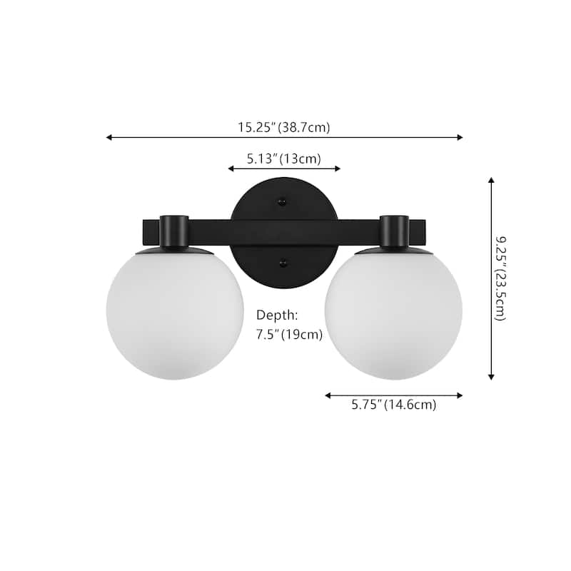 Cecil Globe Metal/Frosted Glass LED Vanity, by JONATHAN Y