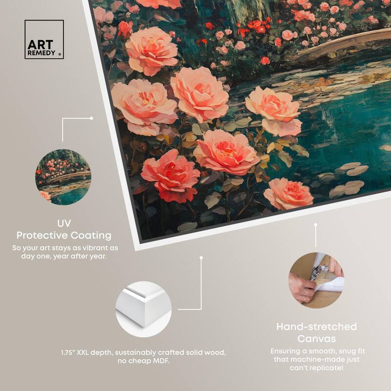 Rose Garden Bridge II Canvas by Art Remedy