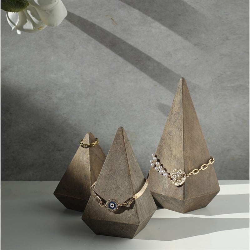 Palison Wooden Pyramid Design Ring Holder - Large