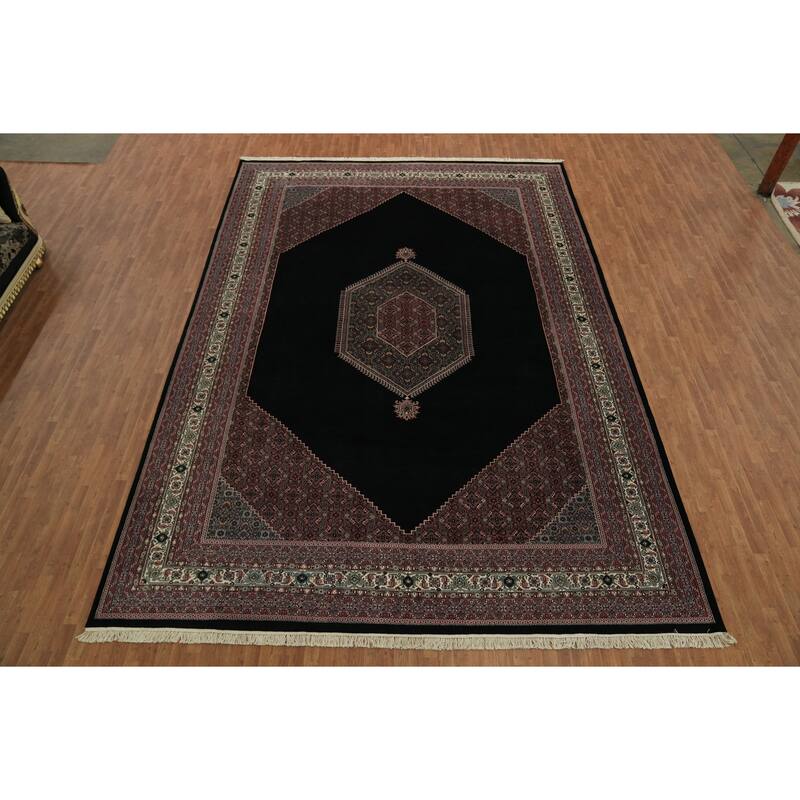 Hand Knotted Oriental 100% Wool Carpet Traditional Geometric Black Bidjar Area Rug - 17' 10'' X 12' 1''