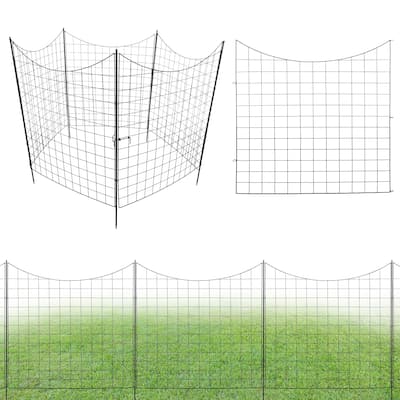 Garden Fence - 39-Inch-Tall No Dig Decorative Wire Fencing with 4 Fence Panels and 1 Locking Gate by Pure Garden (Black)