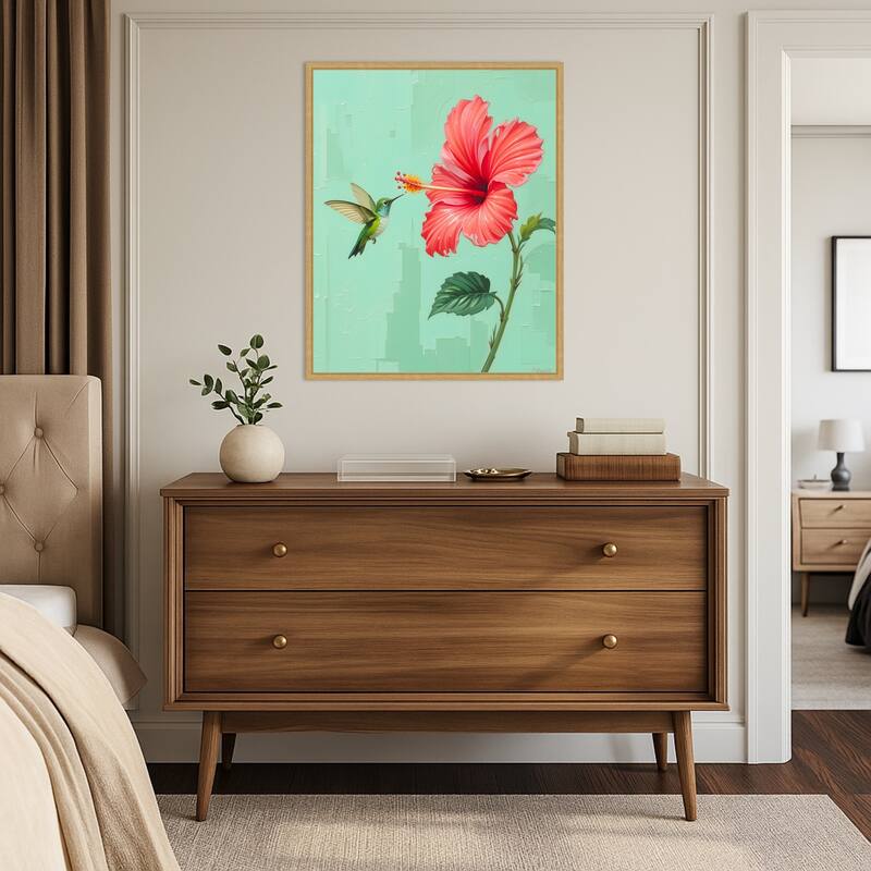 That One Time a Bird Visited My Garden by Kintsugi99 Framed Canvas Wall Art Print