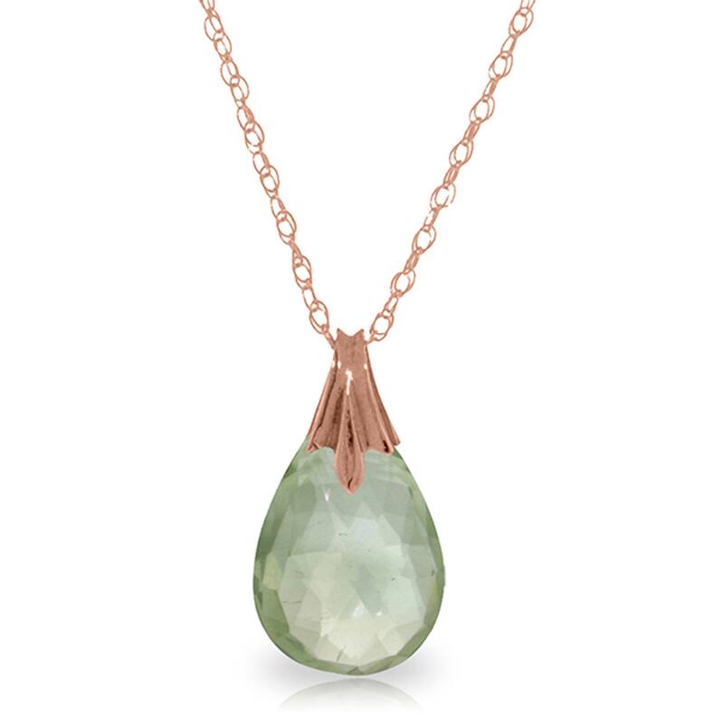 3 Carat 14K Solid Gold Hunger For You Green Amethyst Necklace - 24 Inch - Rose