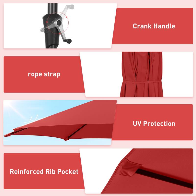 Autlaycil 15 ft Patio Umbrella with Base & 48 LED lights for Outdoor Umbrella