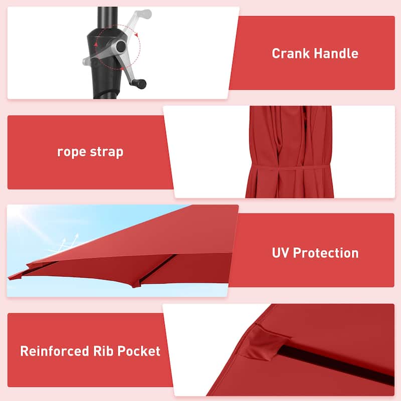 Autlaycil 15ft Patio Umbrella with Base,Large Outdoor Rectangle Double-Sided Umbrella