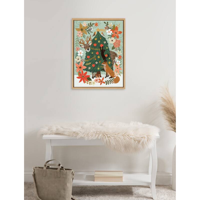 Kate and Laurel Sylvie MC 0808 Pine 2 Framed Canvas by Mia Charro