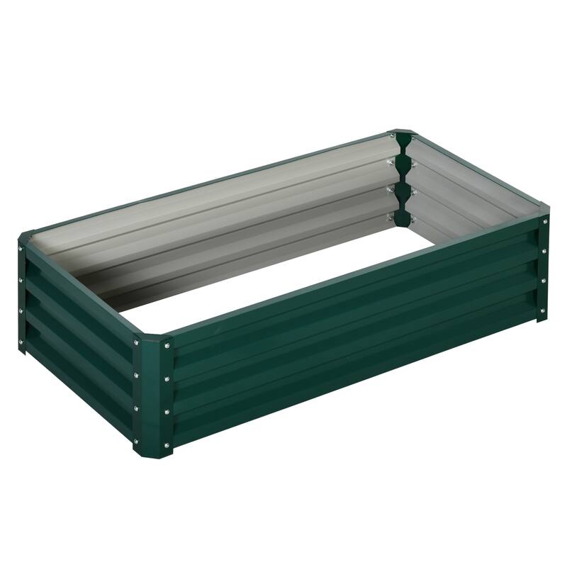 Outsunny 4' x 2' x 1' Raised Garden Bed Box with Weatherized Steel Frame for Vegetables, Flowers, & Herbs, Green