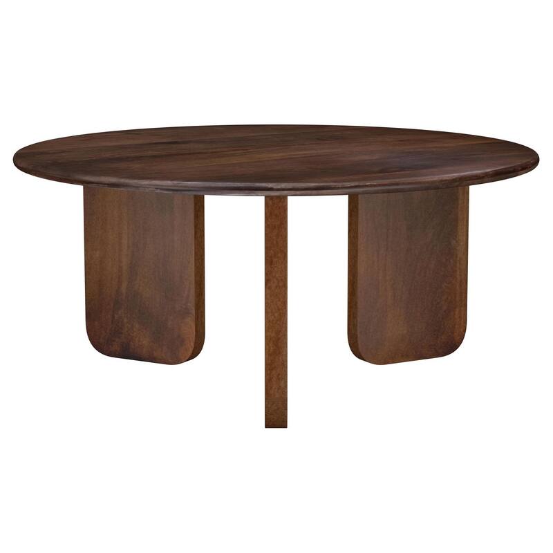 Novo Coffee Table, 36 Inch, Rustic Three Panel Legs, Brown Mango Wood