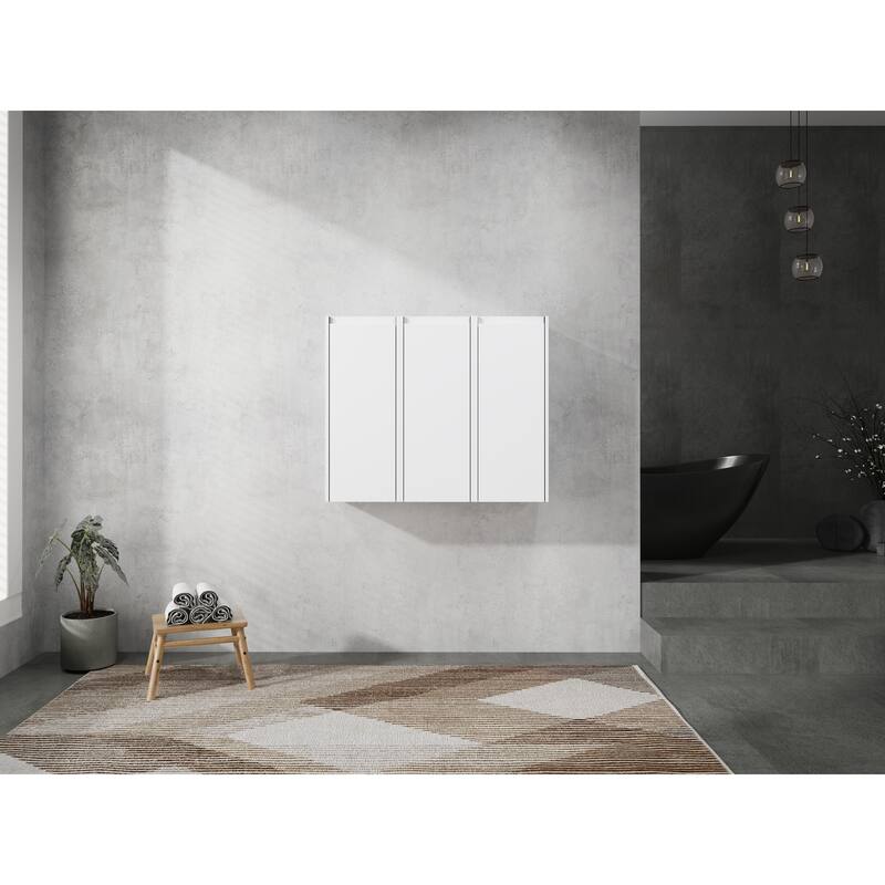 12" Bathroom Side Cabinet, 3-Soft Close Doors, Float Mounting Design