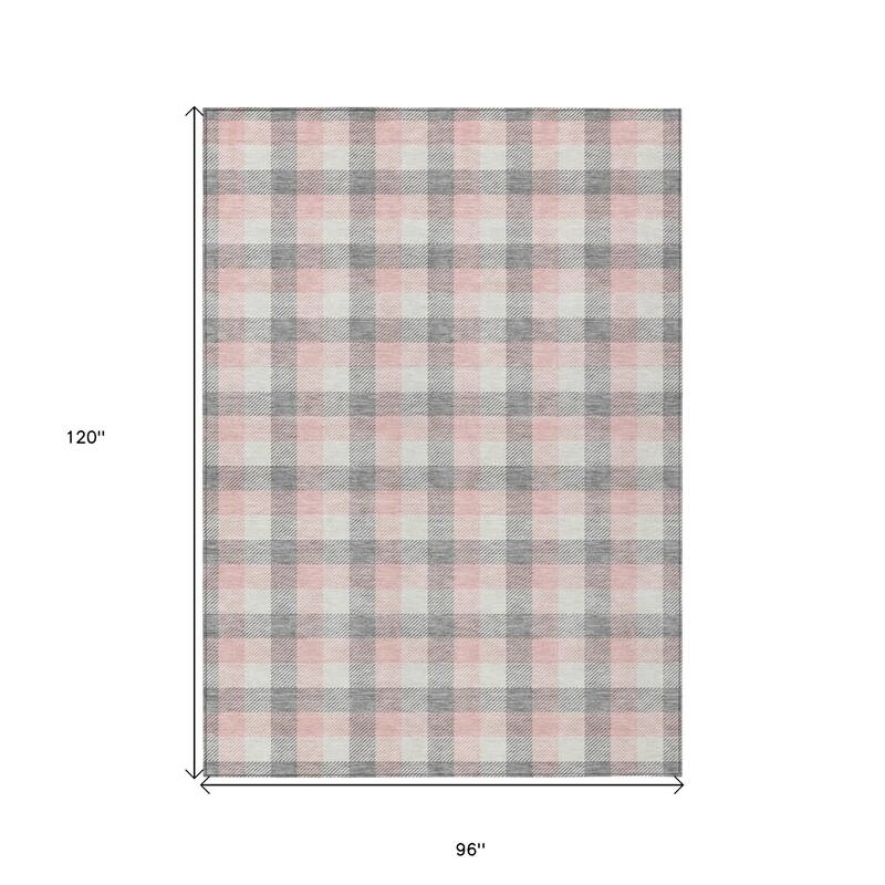 HomeRoots Plaid Transitional Rectangle Outdoor Rug