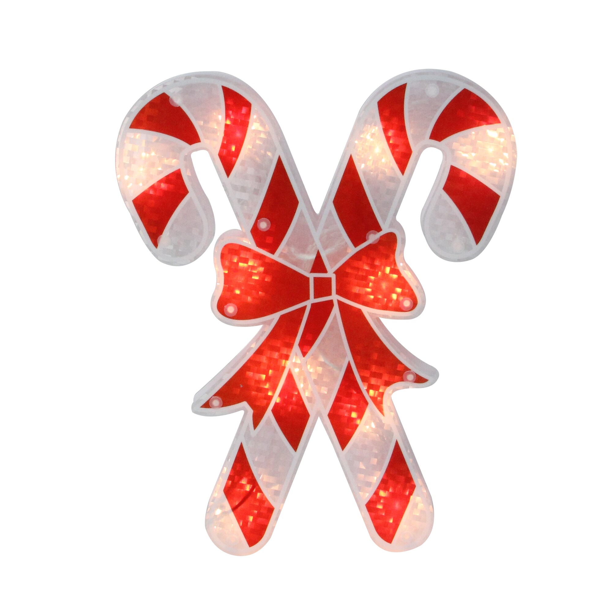 Shop 12 Lighted Holographic Candy Cane Christmas Window