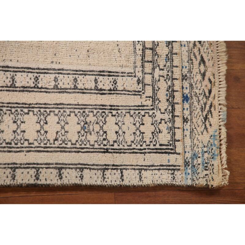 Hand Knotted Oriental 100% Wool Carpet Traditional Geometric Beige & Ivories Bokhara Area Rug - 4' 8'' X 2' 11''