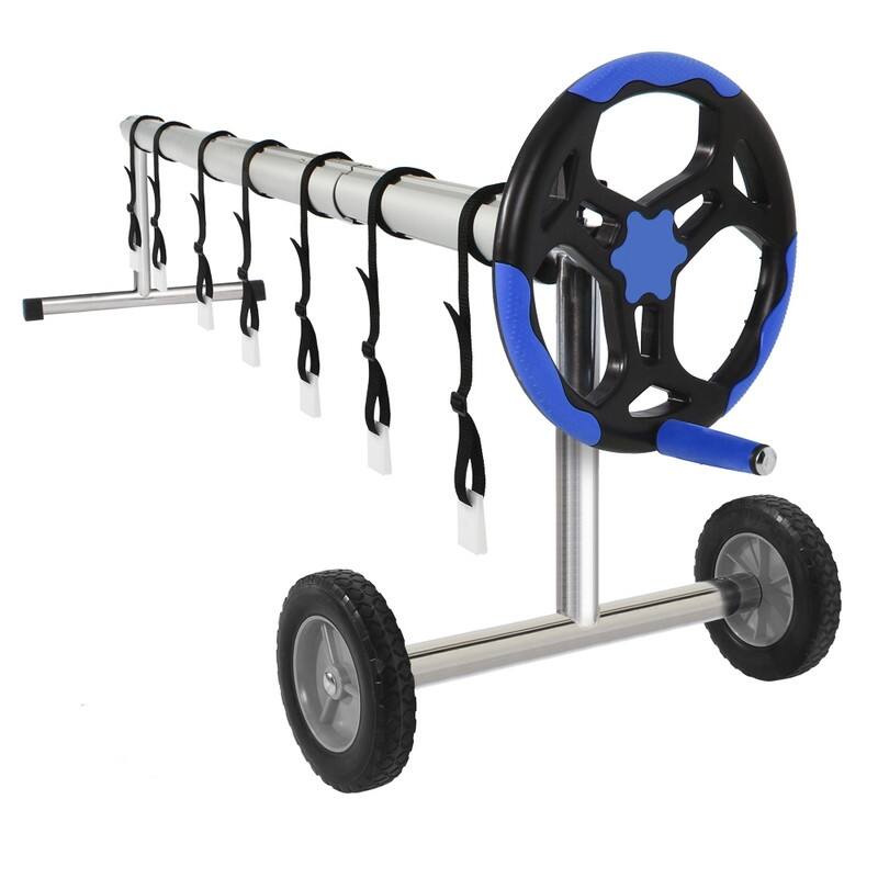 18 Ft Aluminum Inground Solar Cover Swimming Pool Cover Reel Blue - 18 FT