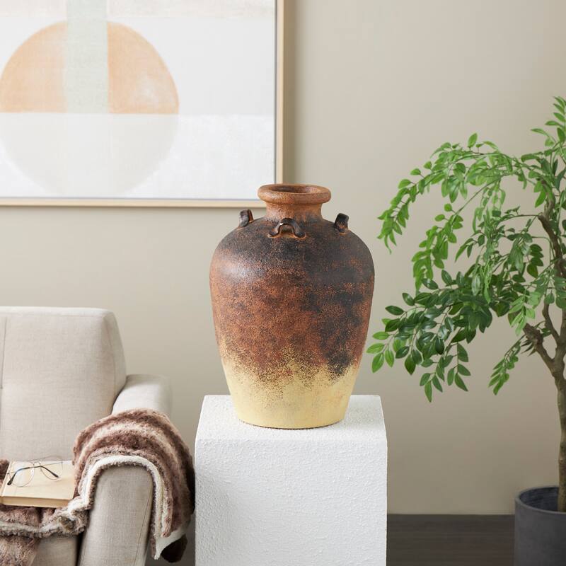 Copper Magnesium Oxide Textured Ombre Antique Amphora Vase - Copper - 14"W, 20"H