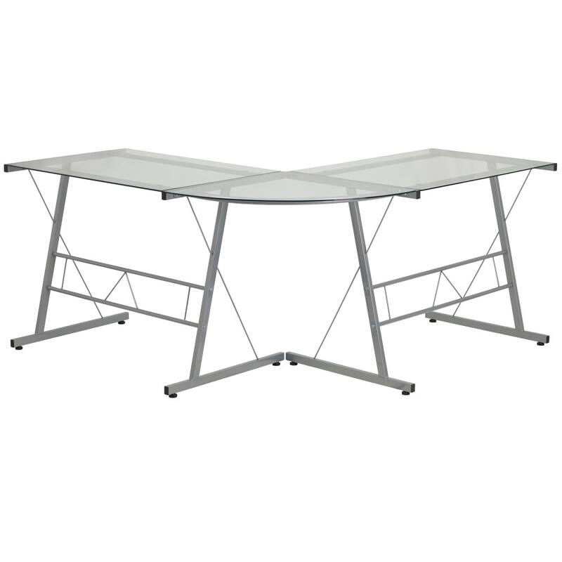 L-Shaped Computer Corner Glass Desk, Gaming Desk, Home Office Corner Desk