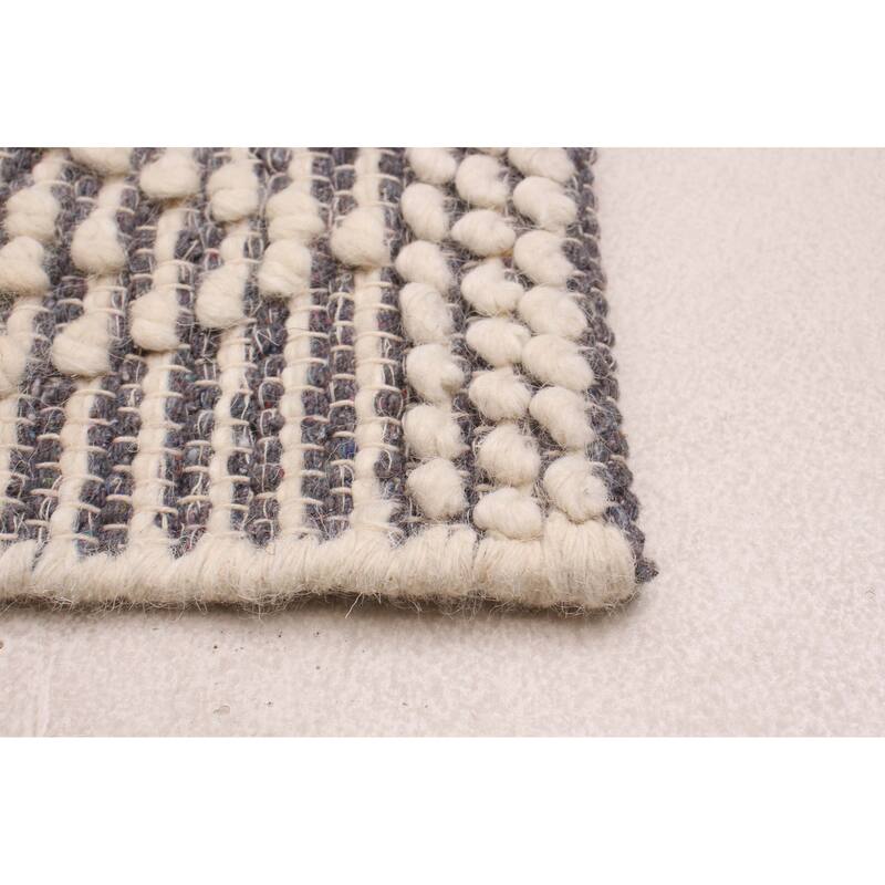 ECARPETGALLERY Braid weave Sienna Cream, Grey Wool Rug - 2'8 x 10'2