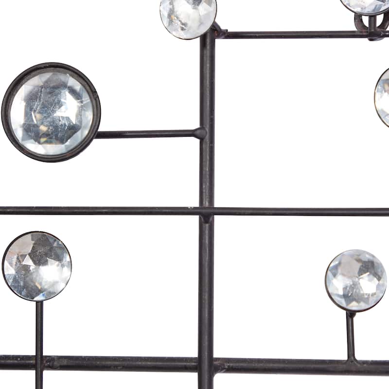 Silver Metal Abstract Home Wall Decor with Crystal Embellishments