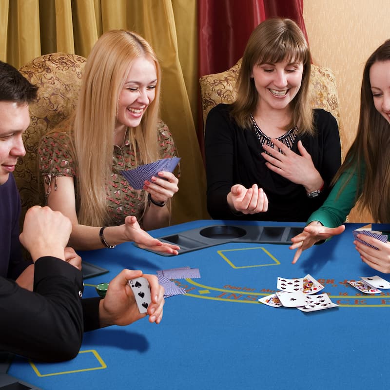 Soozier Poker Table Foldable 47" Octagon Blackjack Casino Texas Holdem Poker Game Table for 8 Players - Blue