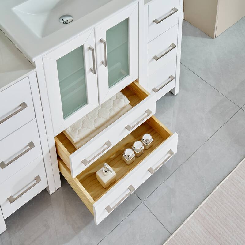 Vanity Art 84-Inch Double Sink Bathroom Vanity Set with Top and Free Mirrors - 84 X 18.1 X 35.8