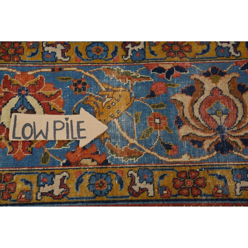 Hand Knotted Oriental 100% Wool Carpet Traditional All-Over Beige & Ivories Tabriz Area Rug - 12' 11'' X 10' 3''