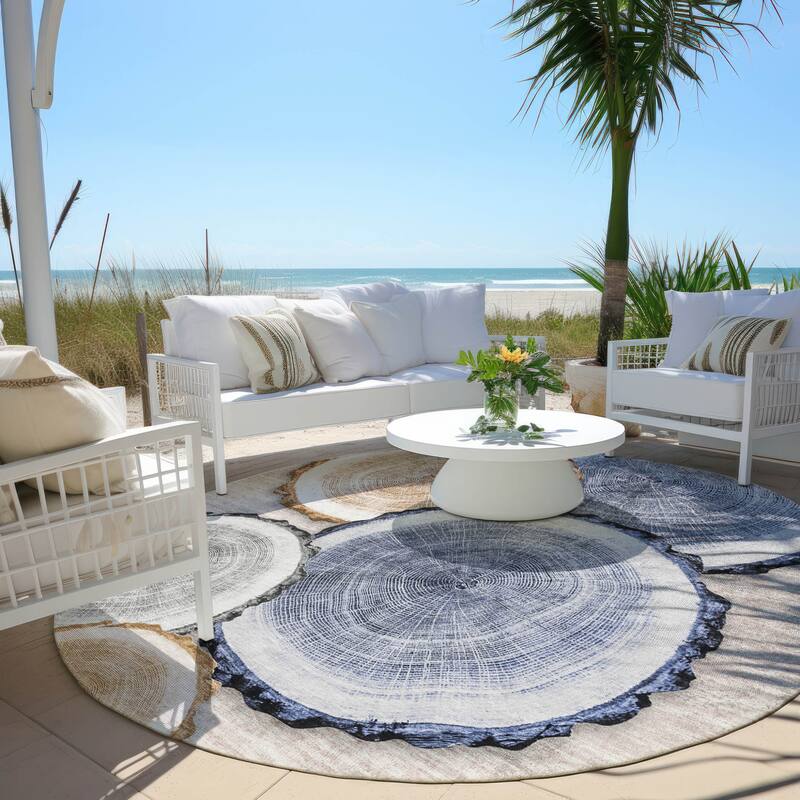 Alfiv Nature Weather Resistant Blended Style Outdoor Rug