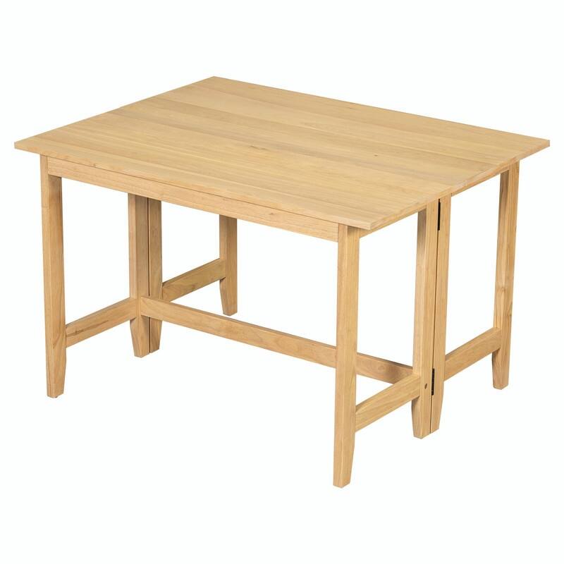 Farmhouse Wood Extendable Dining Table with Drop Leaf - Space-Saving Table for Small Places
