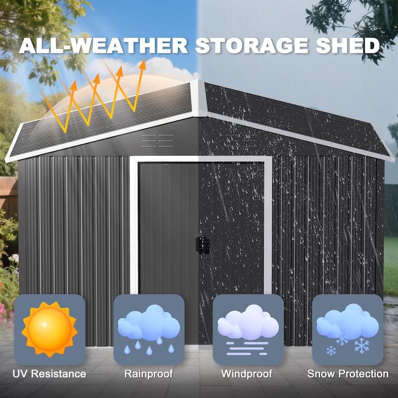 Metal Outdoor Garden Shed Storage Tool Shed with Sliding Doors