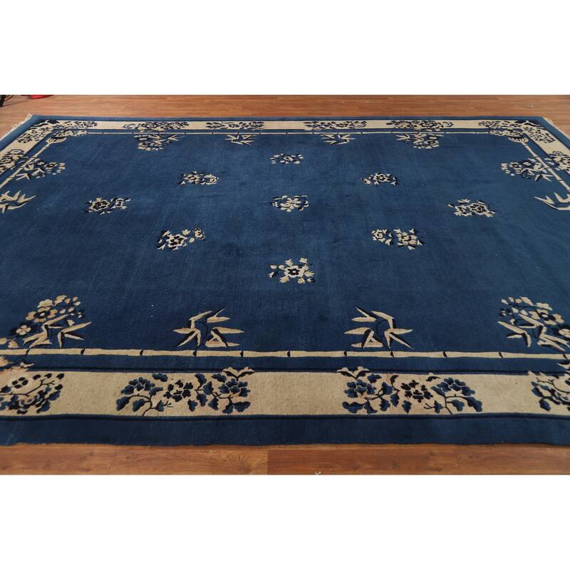 Vegetable Dye Floral Peking Chinese Area Rug Hand-Knotted Wool Carpet - 9'10"x 13'5"