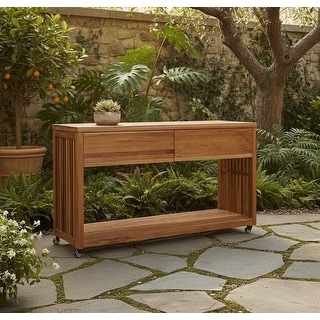 Imperial Grove Outdoor Solid Teak Wood Kitchen Island - Bed Bath ...