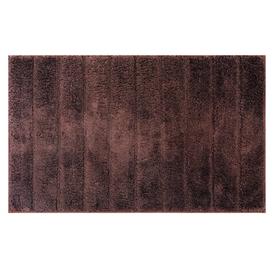 Soft Stripe Bathroom Rug, Rubber Backing Quick Dry Microfiber Rugs Non Slip Absorbent Mat for Shower Floor, Bath Decor