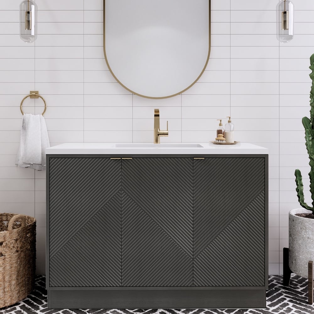 Milano 48" Freestanding Bathroom Vanity with White Acrylic Sink