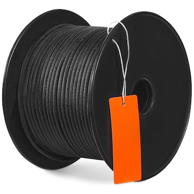 Braided Nylon Cord, 3/16 inch by 250 feet, 32-Strand Design, 720 LBS Tensile Strength, Multi-Purpose Black Rope - 250 ft