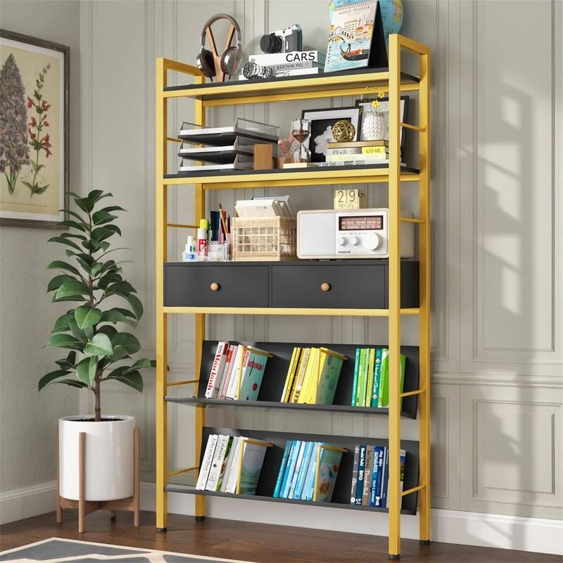 Bookshelf with Drawers-31.5'' Widen