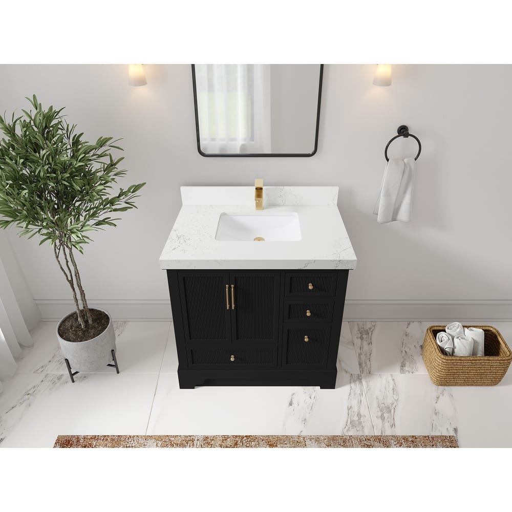 Willow Collections 36 in. W x 22 in. D Alys Center Sink Left Bathroom Vanity with Countertop